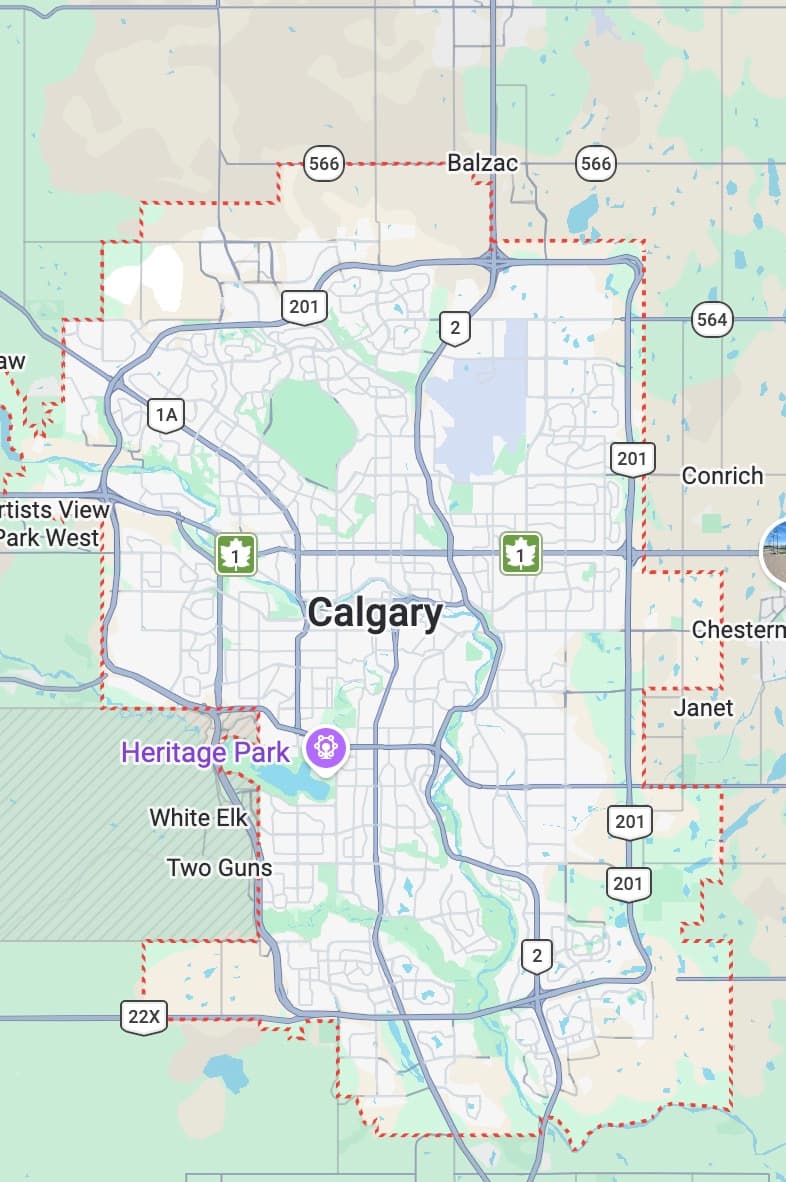 Calgary service area map